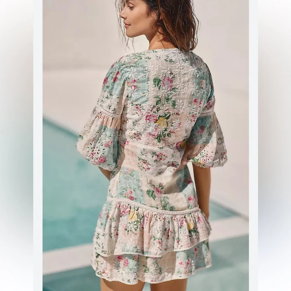 Anthropologie Barok Paris Ruffled V-Neck Mini Dress - Picture 3 of 4